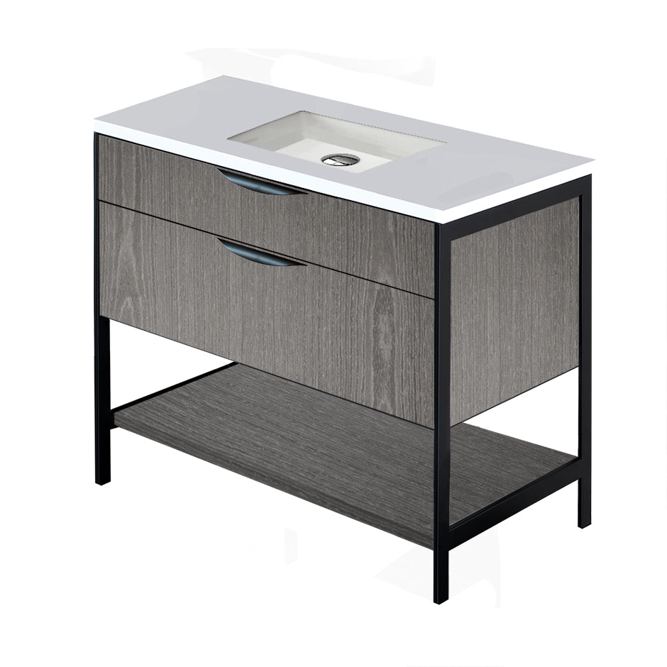 Metal frame  for free standing  under-counter vanity NAV-UN-36. Sold together with the cabinet.  W: 35 1/2", D: 21 3/4", H: 34 1/4". - Maison&Co.