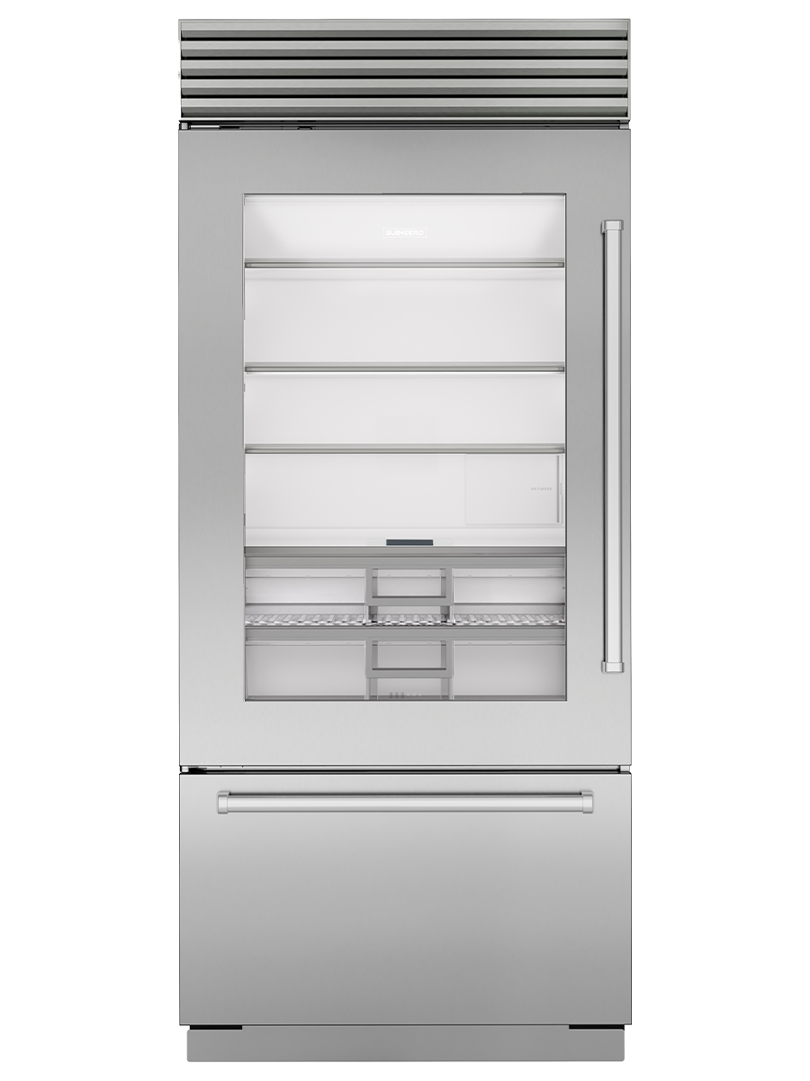 36" Classic Over-And-Under Refrigerator/Freezer With Glass Door