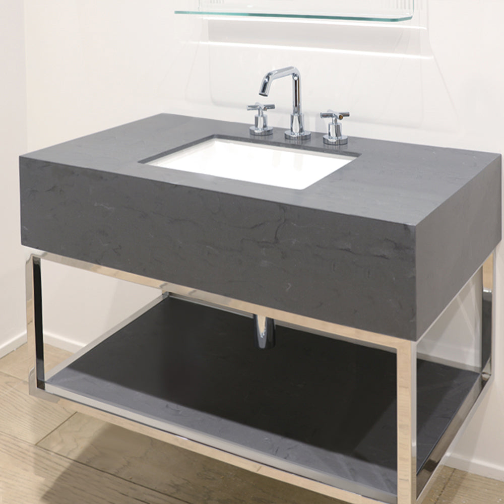 Countertop for frame QDO-FC-36, 36"W x 21"D x 8.5"H. SOLID SURFACE LAVA *SPECIFY # OF FAUCET HOLE DRILLINGS - Maison&Co.