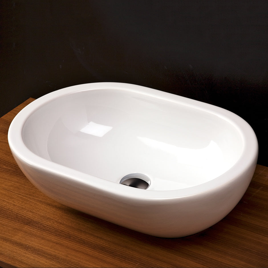 Vessel porcelain Bathroom Sink without an overflow, finished back.23 5/8"W, 15 3/4"D, 7 1/8"H - Maison&Co.