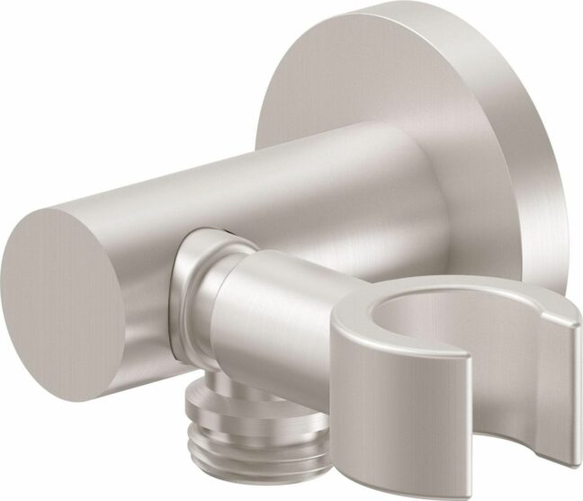 California Faucets - SH-25S-65-SN - Decorative Supply Elbow with Swivel Handshower Holder - Round Base - Satin Nickel