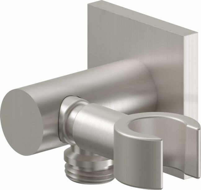 California Faucets - SH-25S-77-SN - Decorative Supply Elbow with Swivel Handshower Holder - Square Base - Satin Nickel
