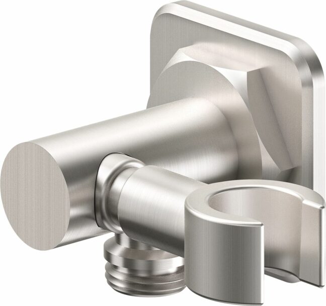 California Faucets - SH-25S-85-SN - Decorative Supply Elbow with Swivel Handshower Holder - Quad Base - Satin Nickel