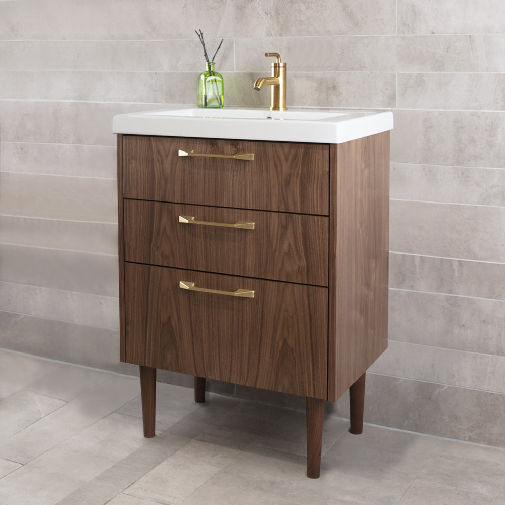 Floor standing vanity with three drawers. K160 cabinet pull included, specify finish. Vanity top sink 5211 sold separately, 23"W x 17-5/8"D x 24-1/4"H - Maison&Co.