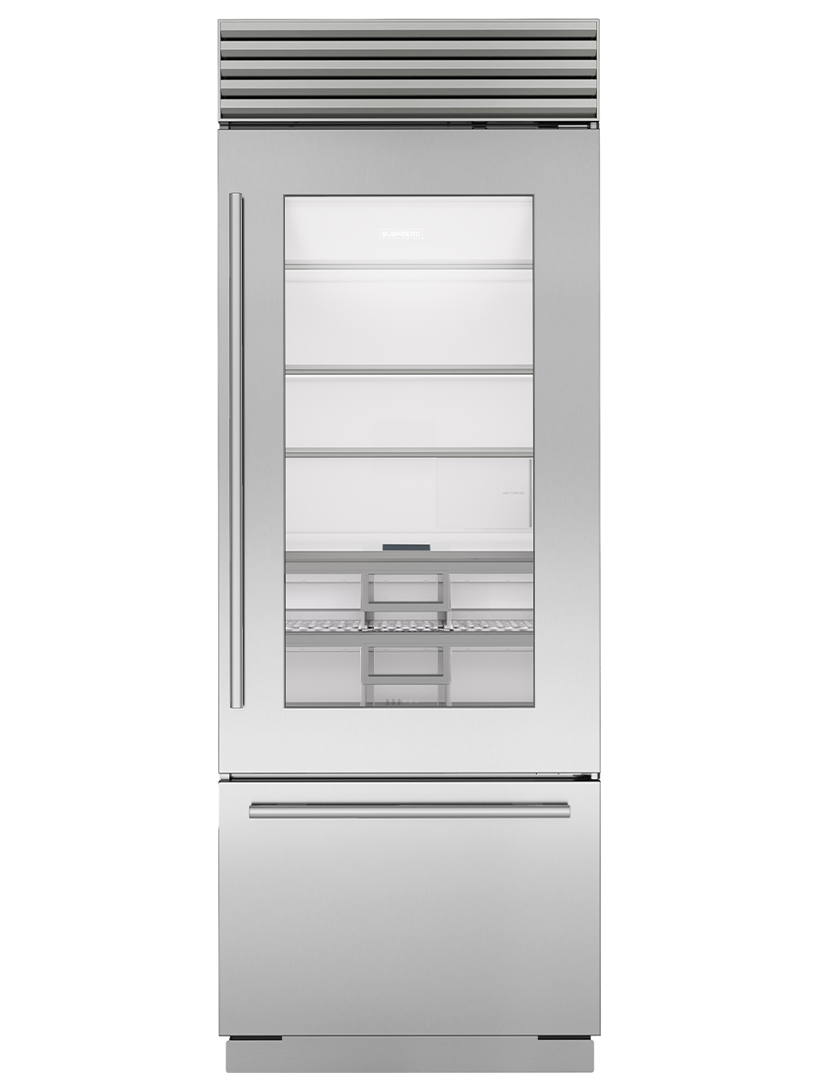 30" Classic Over-and-Under Refrigerator/Freezer with Glass Door