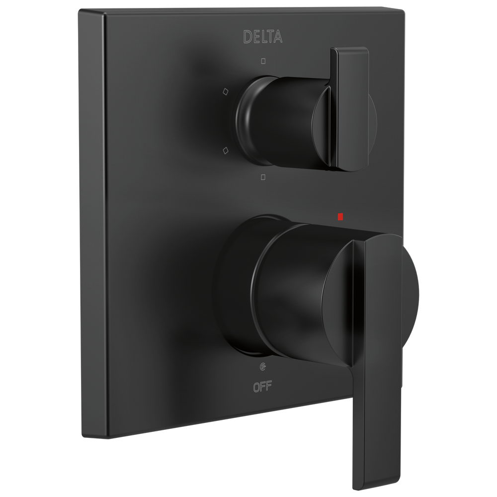 Delta Ara®: Angular Modern Monitor® 14 Series Valve Trim with 6-Setting Integrated Diverter