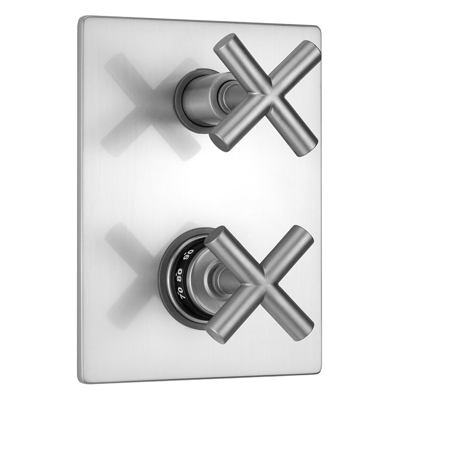 Rectangle Plate with Contempo Slim Cross Thermostatic Valve with Contempo Slim Cross Built-in 2-Way Or 3-Way Diverter/Volume Controls (J-TH34-686 / J-TH34-687 / J-TH34-688 / J-TH34-689) in Multiple Finishes - Maison&Co.