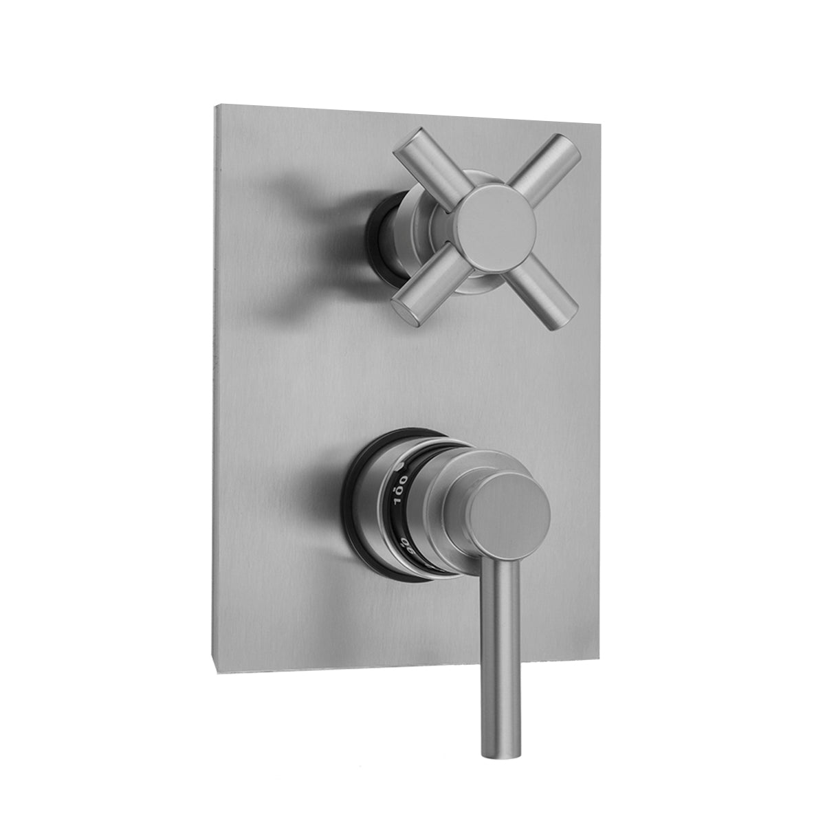 Rectangle Plate with Contempo Low Lever Thermostatic Valve with Contempo Cross Built-in 2-Way Or 3-Way Diverter/Volume Controls (J-TH34-686 / J-TH34-687 / J-TH34-688 / J-TH34-689) in Multiple Finishes - Maison&Co.