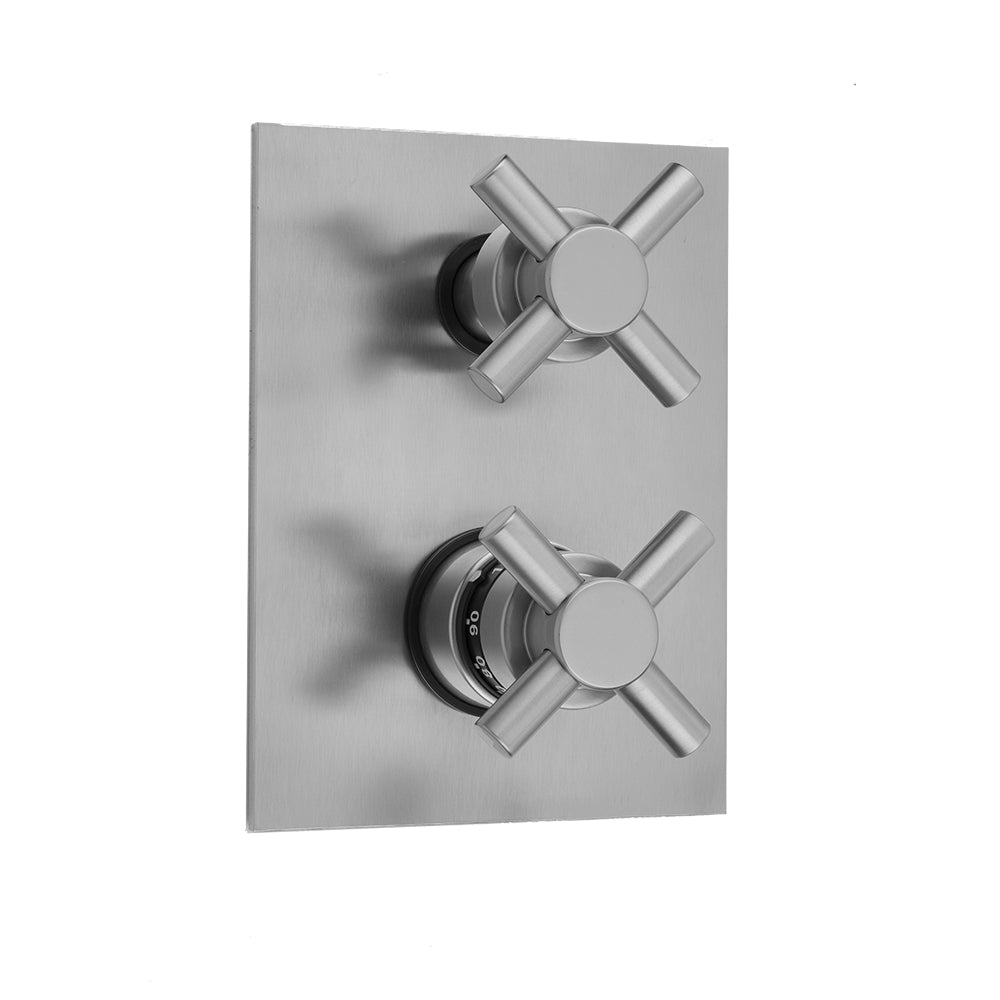 Rectangle Plate with Contempo Cross Thermostatic Valve with Contempo Cross Built-in 2-Way Or 3-Way Diverter/Volume Controls (J-TH34-686 / J-TH34-687 / J-TH34-688 / J-TH34-689) in Multiple Finishes - Maison&Co.