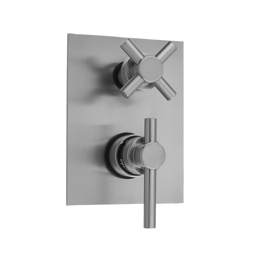 Rectangle Plate with Contempo Peg Thermostatic Valve with Contempo Cross Built-in 2-Way Or 3-Way Diverter/Volume Controls (J-TH34-686 / J-TH34-687 / J-TH34-688 / J-TH34-689) in Multiple Finishes - Maison&Co.