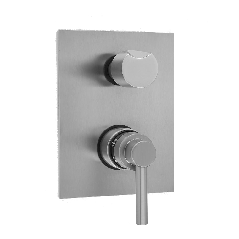 Rectangle Plate with Contempo Low Lever Thermostatic Valve with Thumb Built-in 2-Way Or 3-Way Diverter/Volume Controls (J-TH34-686 / J-TH34-687 / J-TH34-688 / J-TH34-689) in Multiple Finishes - Maison&Co.