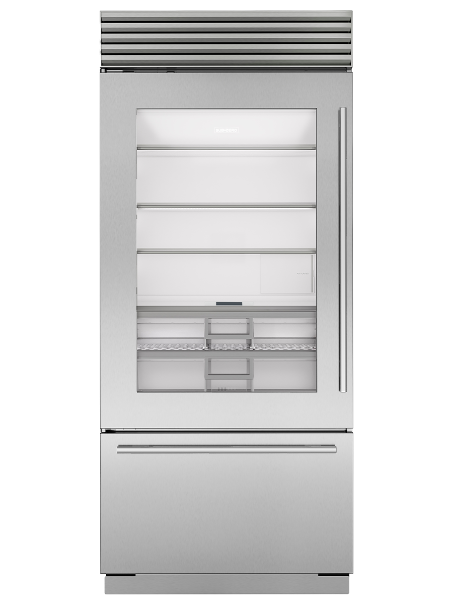 36" Classic Over-And-Under Refrigerator/Freezer With Glass Door