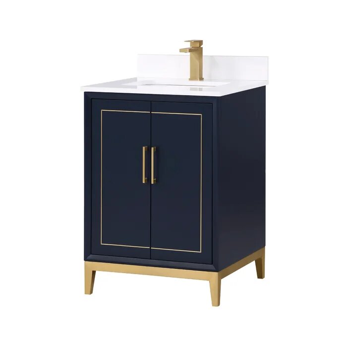 Gracie 24" Bathroom Vanity, Blue with White Quartz top - Maison&Co.