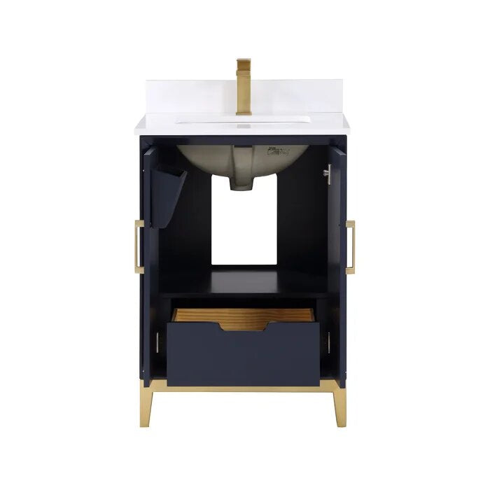 Gracie 24" Bathroom Vanity, Blue with White Quartz top - Maison&Co.