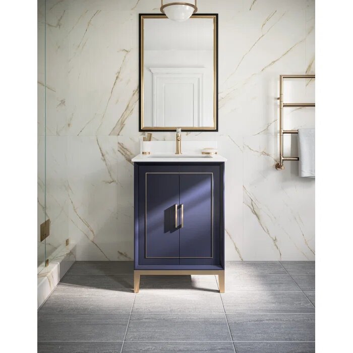 Gracie 24" Bathroom Vanity, Blue with White Quartz top - Maison&Co.