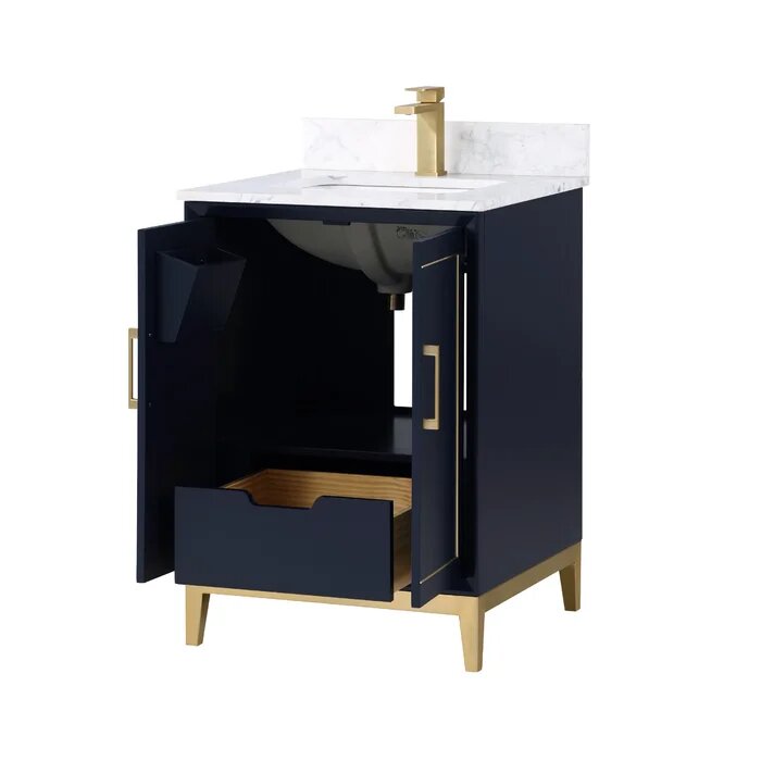 Gracie 24" Bathroom Vanity, Blue with Carrara Marble top - Maison&Co.