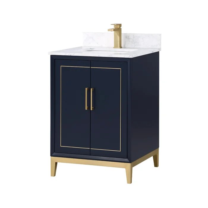 Gracie 24" Bathroom Vanity, Blue with Carrara Marble top - Maison&Co.