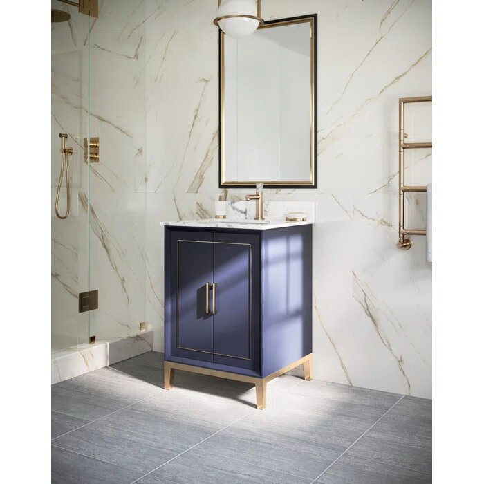 Gracie 24" Bathroom Vanity, Blue with Carrara Marble top - Maison&Co.
