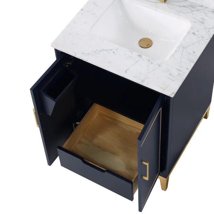 Gracie 24" Bathroom Vanity, Blue with Carrara Marble top - Maison&Co.