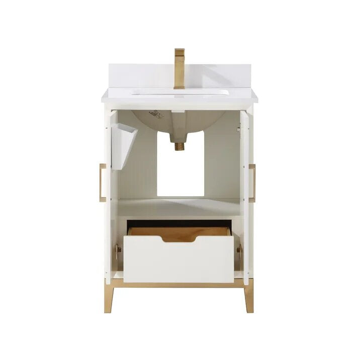 Gracie 24" Bathroom Vanity, White with White Quartz top - Maison&Co.