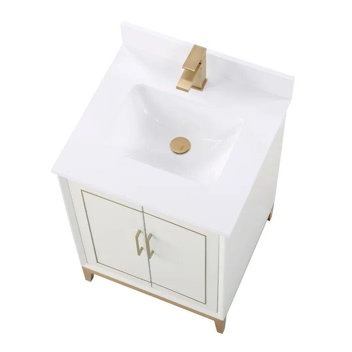 Gracie 24" Bathroom Vanity, White with White Quartz top - Maison&Co.