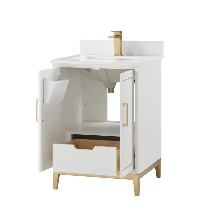 Gracie 24" Bathroom Vanity, White with White Quartz top - Maison&Co.