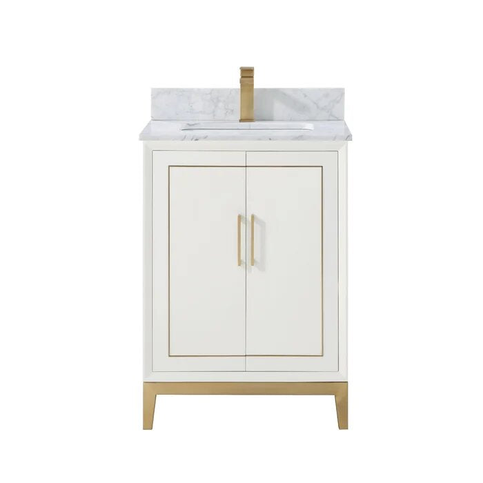 Gracie 24" Bathroom Vanity, White with Carrara Marble top - Maison&Co.