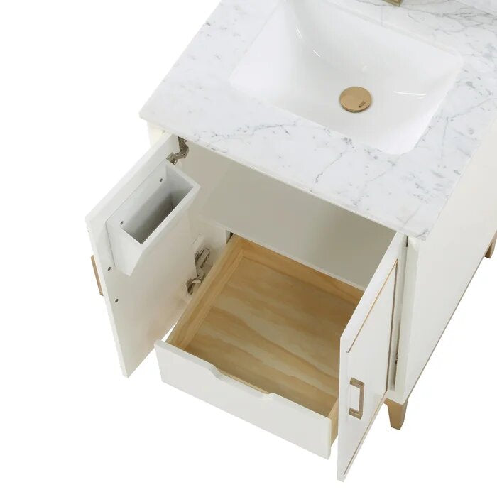 Gracie 24" Bathroom Vanity, White with Carrara Marble top - Maison&Co.