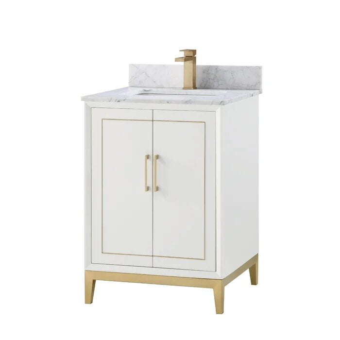 Gracie 24" Bathroom Vanity, White with Carrara Marble top - Maison&Co.