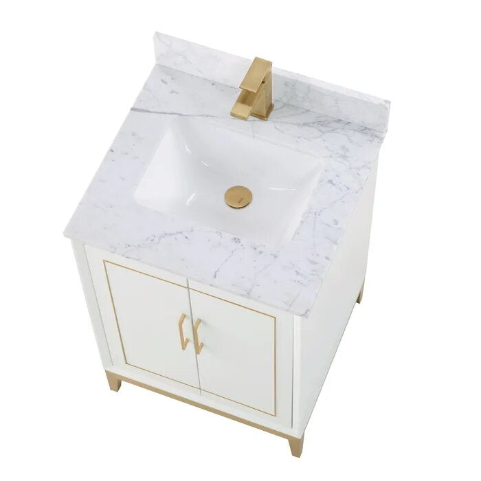 Gracie 24" Bathroom Vanity, White with Carrara Marble top - Maison&Co.