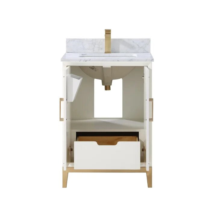 Gracie 24" Bathroom Vanity, White with Carrara Marble top - Maison&Co.