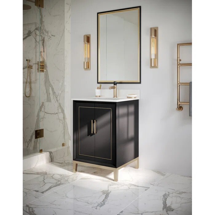 Gracie 24" Bathroom Vanity, Black with White Quartz top - Maison&Co.