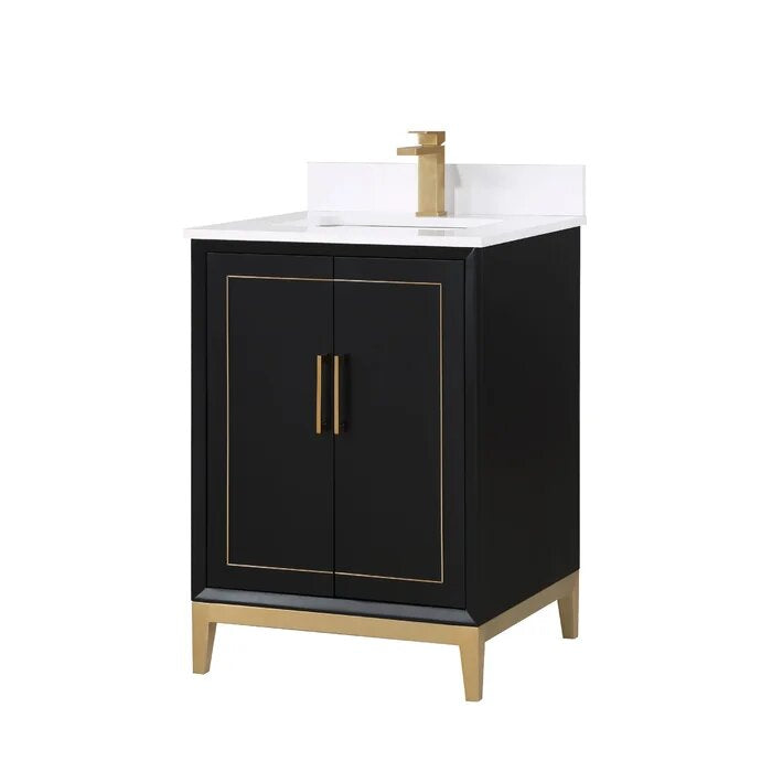 Gracie 24" Bathroom Vanity, Black with White Quartz top - Maison&Co.