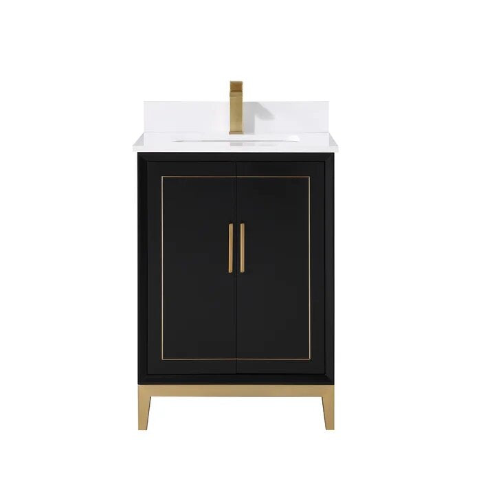 Gracie 24" Bathroom Vanity, Black with White Quartz top - Maison&Co.