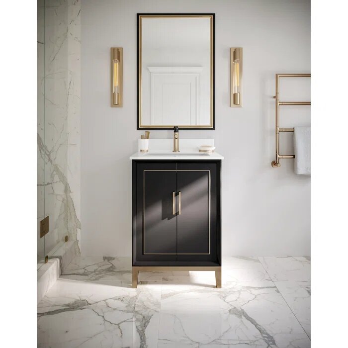 Gracie 24" Bathroom Vanity, Black with White Quartz top - Maison&Co.