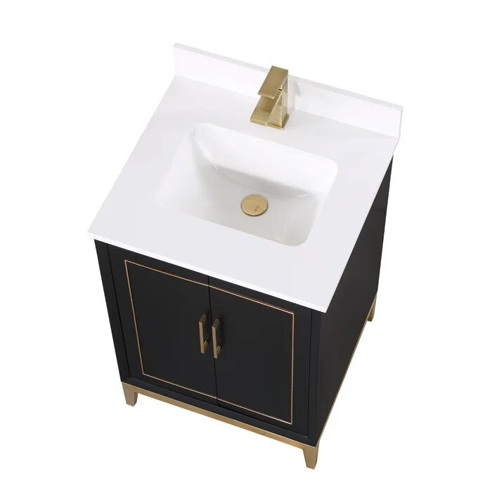 Gracie 24" Bathroom Vanity, Black with White Quartz top - Maison&Co.