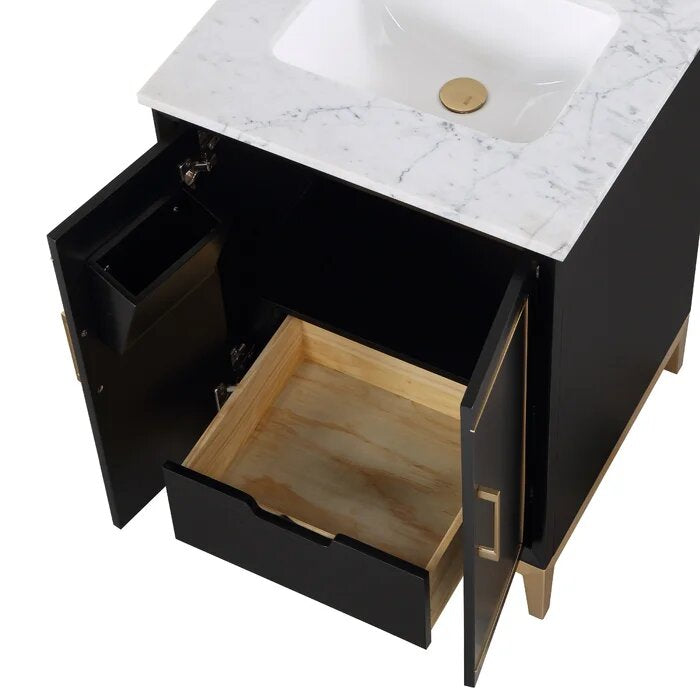 Gracie 24" Bathroom Vanity, Black with Carrara Marble top - Maison&Co.