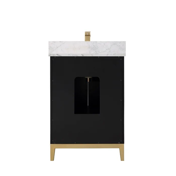 Gracie 24" Bathroom Vanity, Black with Carrara Marble top - Maison&Co.