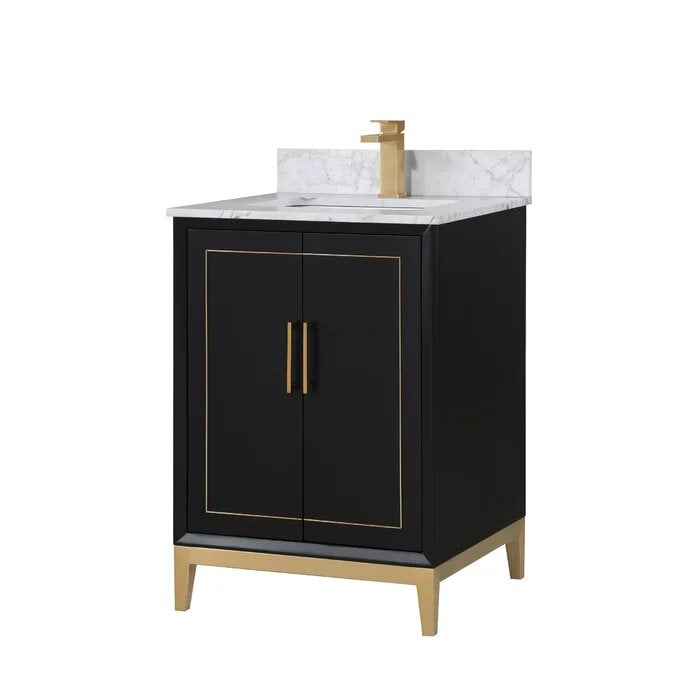 Gracie 24" Bathroom Vanity, Black with Carrara Marble top - Maison&Co.