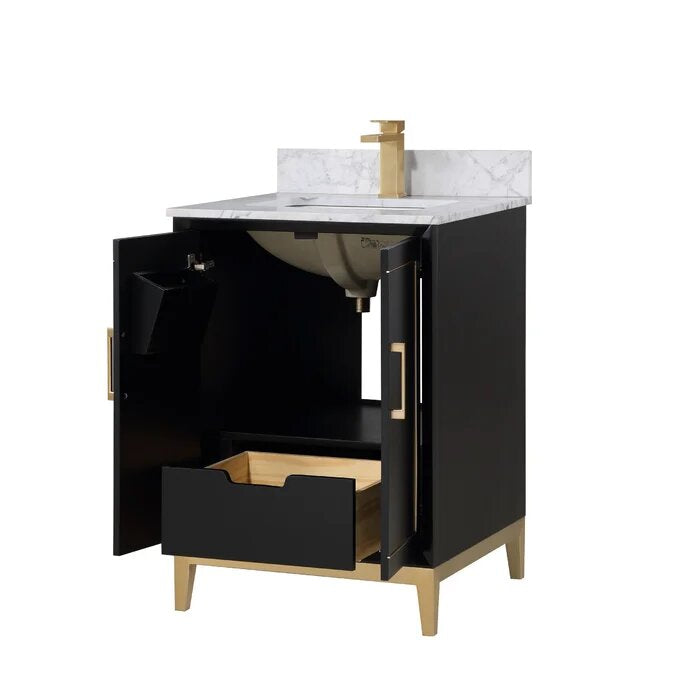Gracie 24" Bathroom Vanity, Black with Carrara Marble top - Maison&Co.