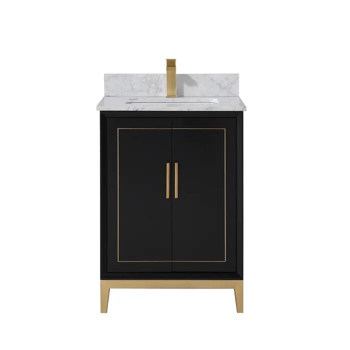 Gracie 24" Bathroom Vanity, Black with Carrara Marble top - Maison&Co.