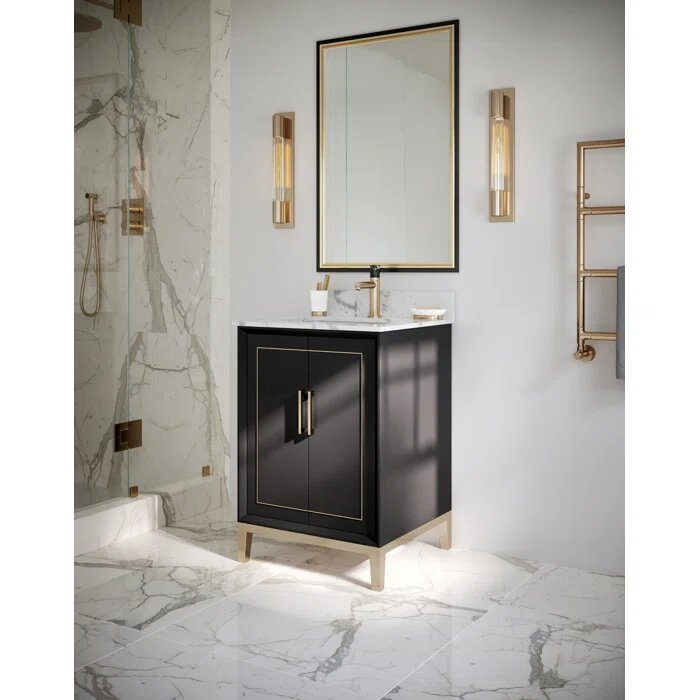Gracie 24" Bathroom Vanity, Black with Carrara Marble top - Maison&Co.