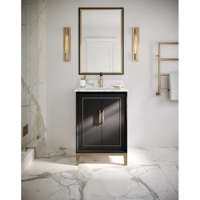 Gracie 24" Bathroom Vanity, Black with Carrara Marble top - Maison&Co.
