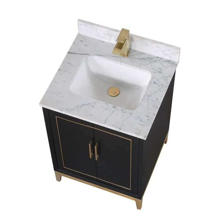 Gracie 24" Bathroom Vanity, Black with Carrara Marble top - Maison&Co.