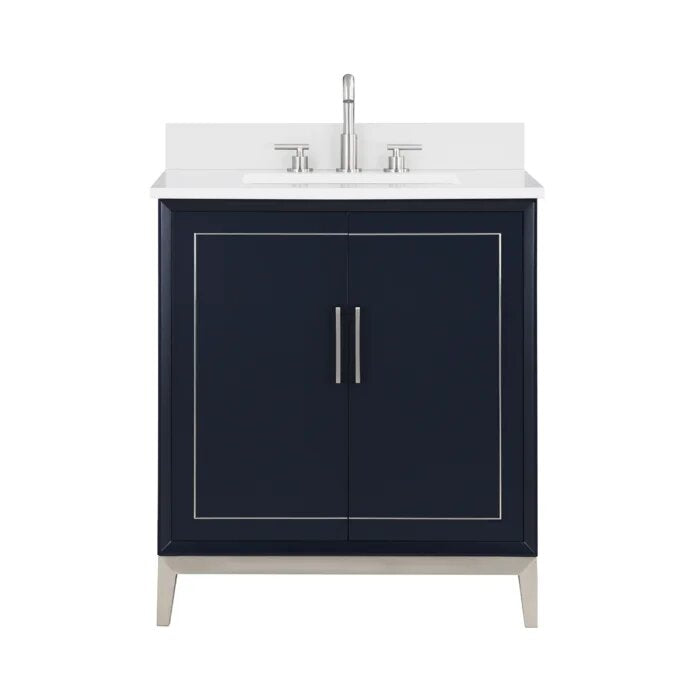 Gracie 30" Bathroom Vanity, Blue with White Quartz top - Maison&Co.