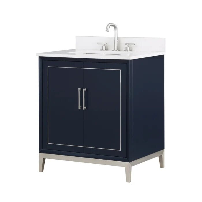 Gracie 30" Bathroom Vanity, Blue with White Quartz top - Maison&Co.