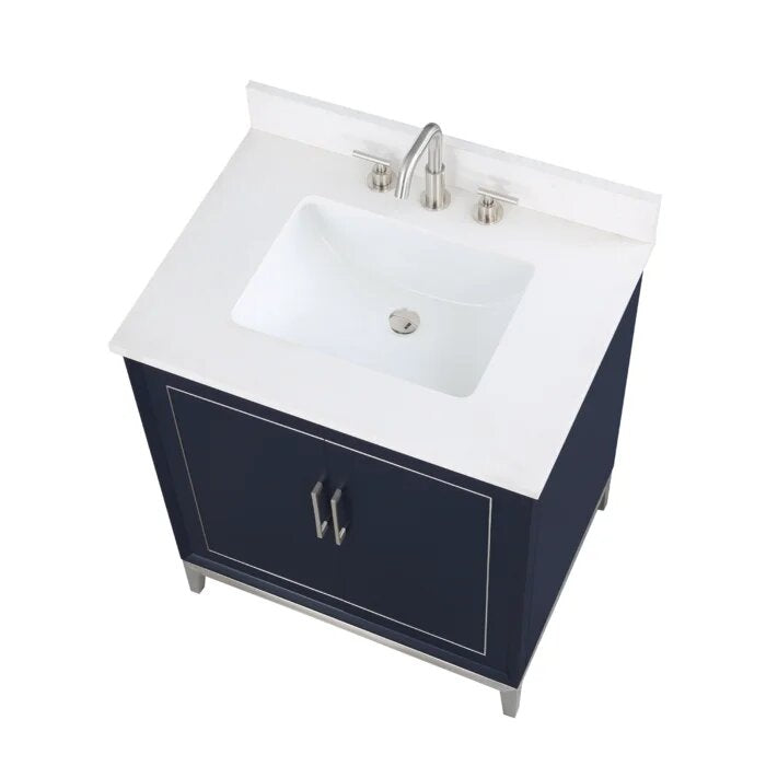 Gracie 30" Bathroom Vanity, Blue with White Quartz top - Maison&Co.
