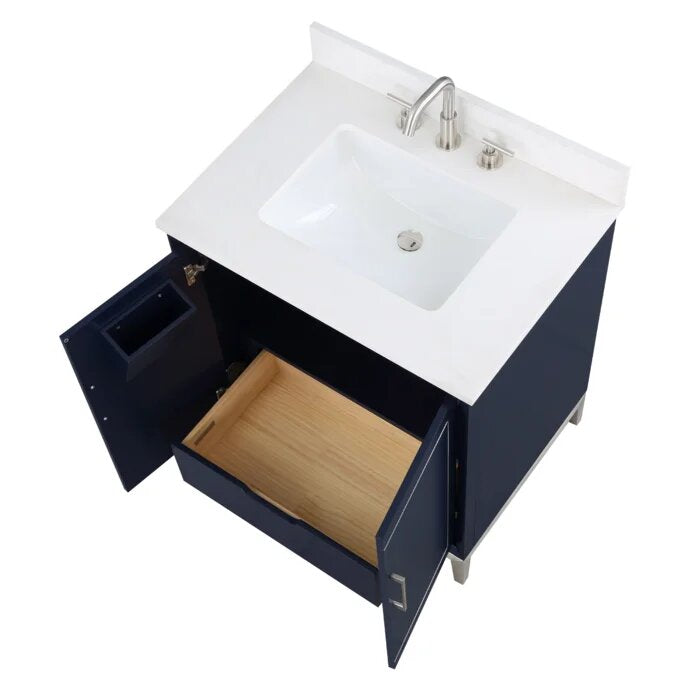 Gracie 30" Bathroom Vanity, Blue with White Quartz top - Maison&Co.