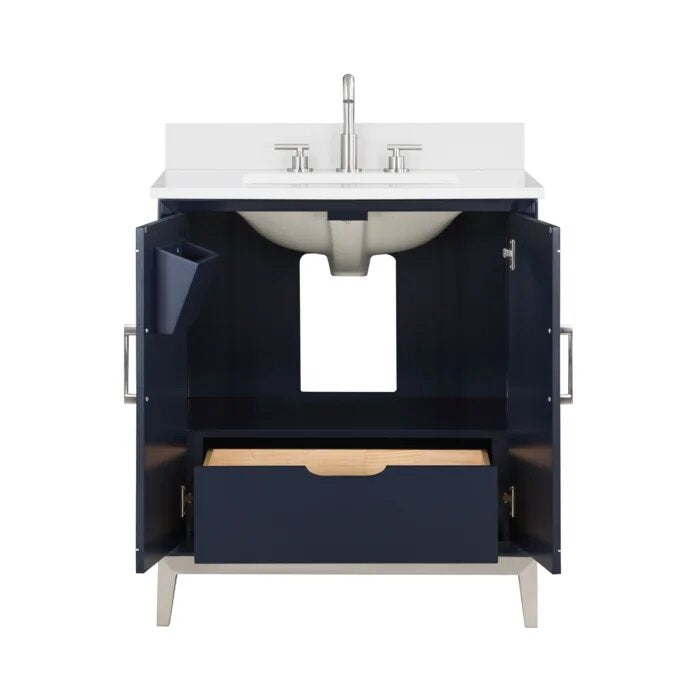 Gracie 30" Bathroom Vanity, Blue with White Quartz top - Maison&Co.