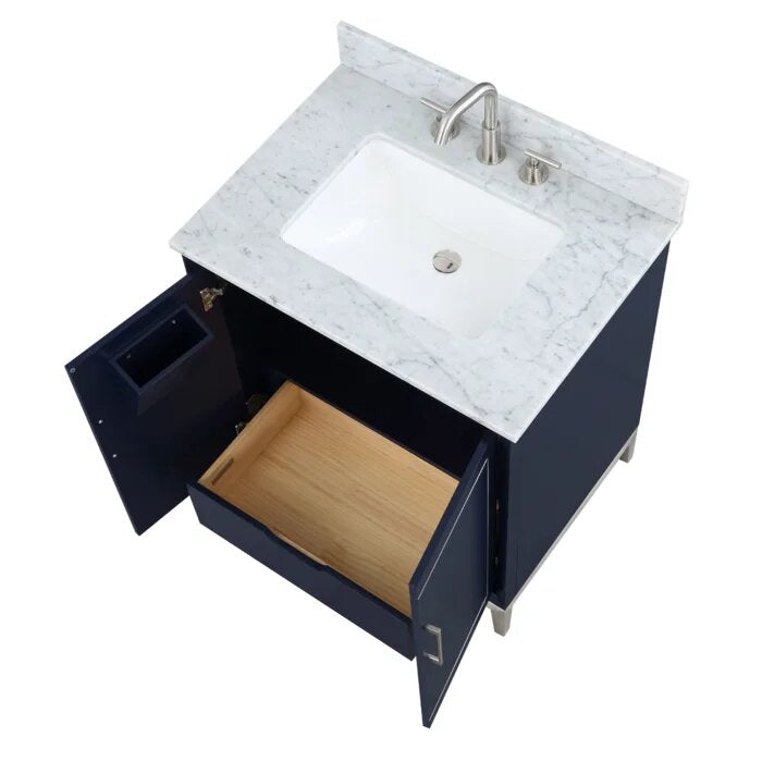 Gracie 30" Bathroom Vanity, Blue with Carrara Marble top - Maison&Co.